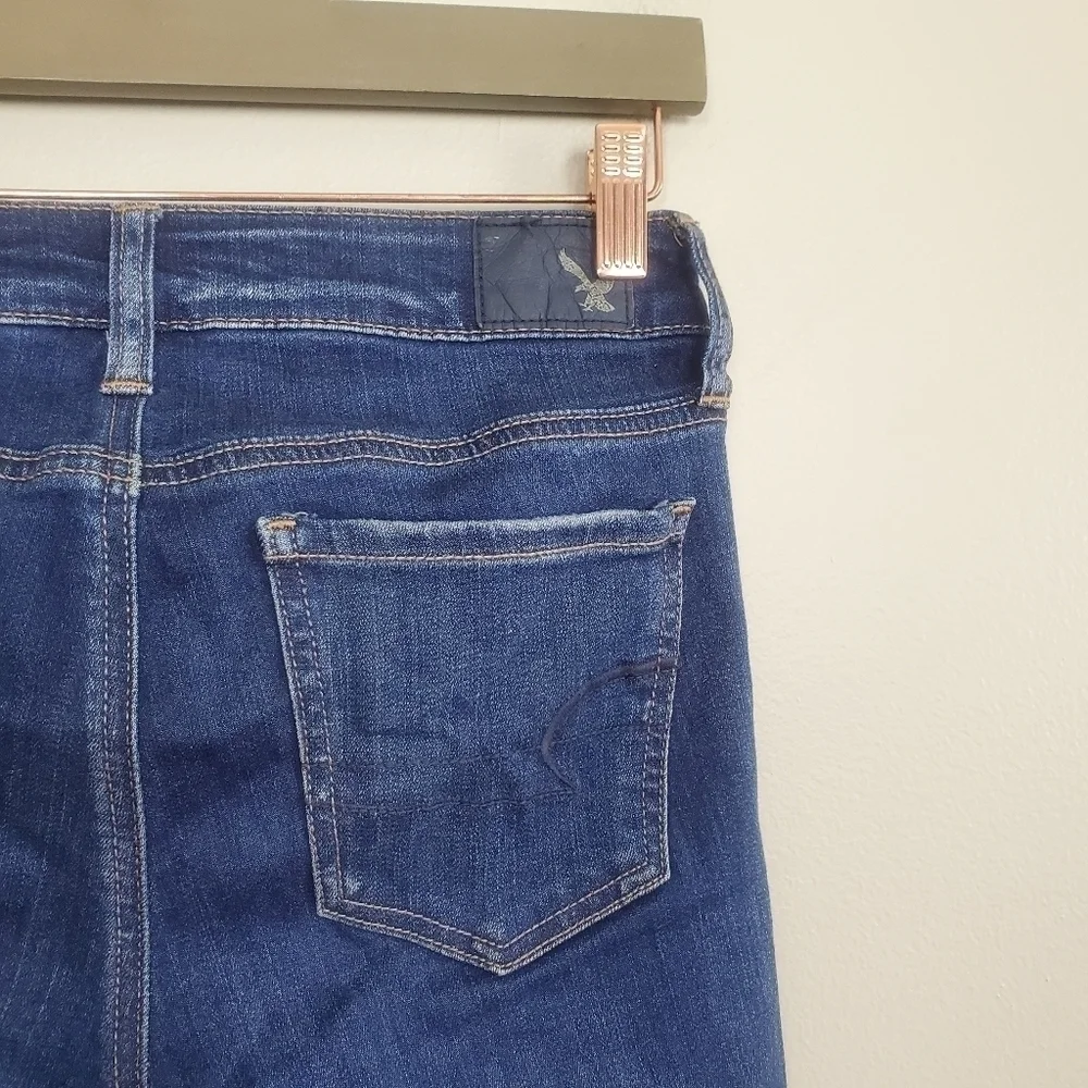 American Eagle Jegging Skinny Distressed Frayed Raw Hem Stretch Jeans AE 0 Y2K